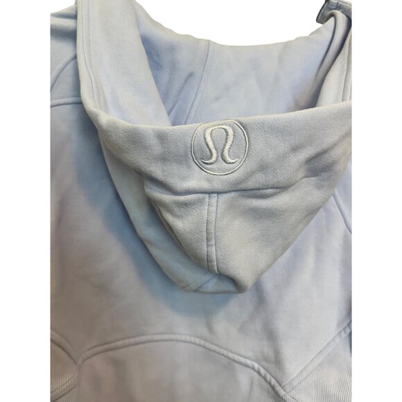 Lululemon Half-Zip Hoodie XS/S Blue Cotton-Blend Knit Ribbed High-Low Hem Lightw - Picture 9 of 11